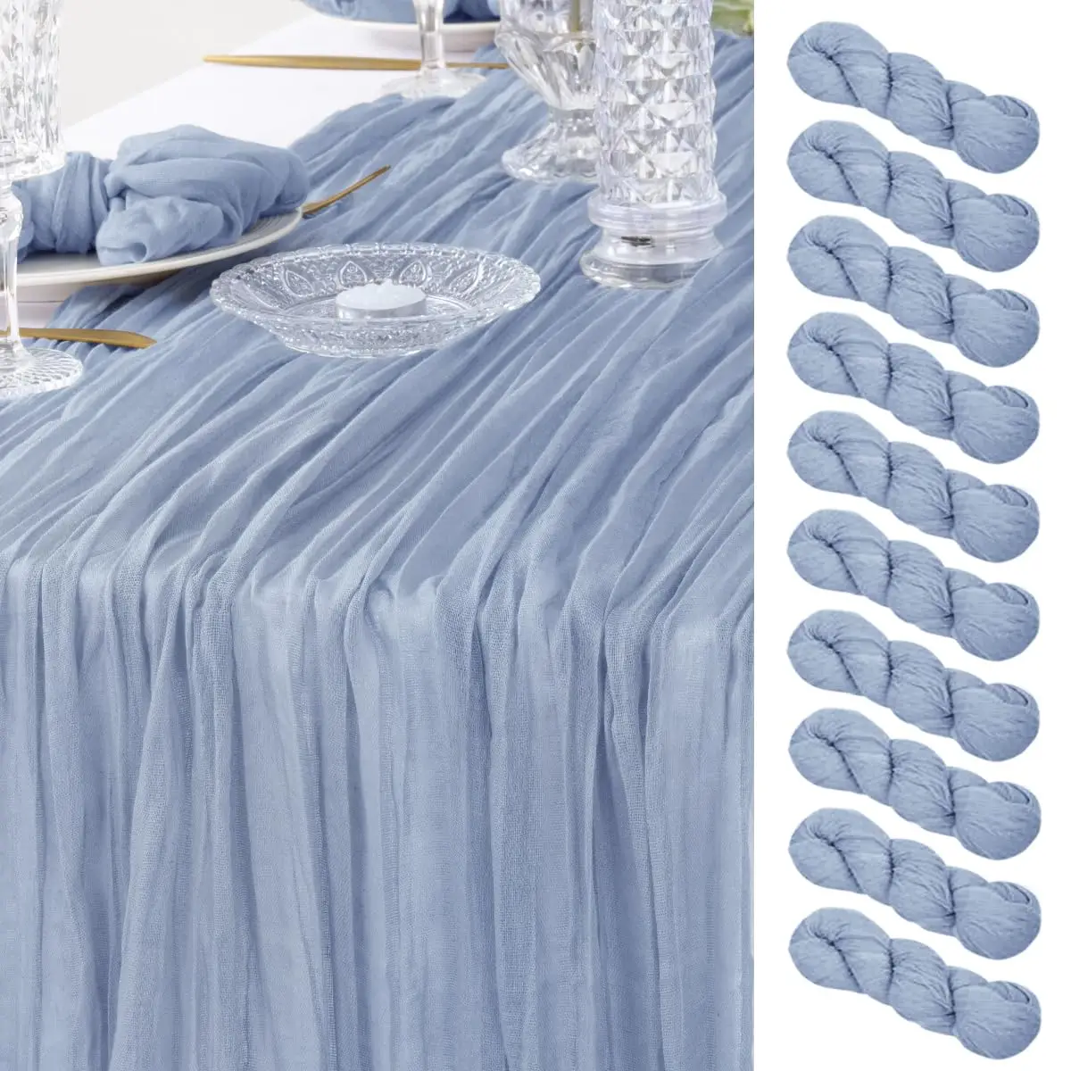 12PCS 90x300 Semi-Sheer Table Runner Gauze Cheesecloth Table Setting Dirty Blue Dining Wedding Party Christmas Arches Cake Decor
12PCS 90x300 Semi-Sheer Table Runner Gauze Cheesecloth Table Setting Dirty Blue Dining Wedding Party Christmas Arches Cake Decor