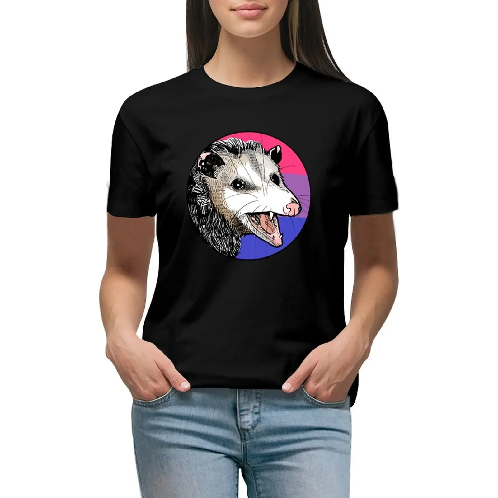 Pride Opossum - Bi Flag T-Shirt anime animal print shirt for girls funny western t-shirt dress for Women
Pride Opossum - Bi Flag T-Shirt anime animal print shirt for girls funny western t-shirt dress for Women