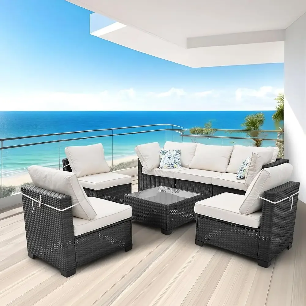 7 Pieces Patio urniture Set (Coee/Beige), Outdoor Sectional Soa, Wicker ular Soa with Anti-Slip Cushions, Coee Table,Perect or G
7 Pieces Patio urniture Set (Coee/Beige), Outdoor Sectional Soa, Wicker ular Soa with Anti-Slip Cushions, Coee Table,Perect or G