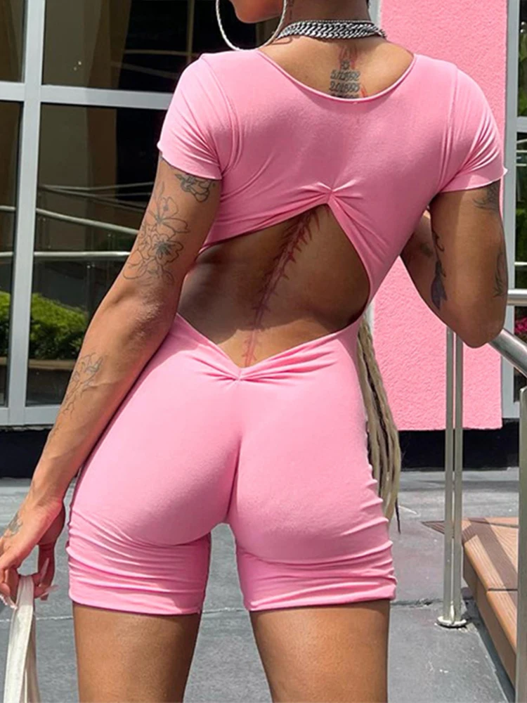 Sexy Off-waist Hollow Out Short Sleeve Fashion Sexy Pink High Waist V Neck Skinny Women's Chic Tight Playsuits Sporty Streetwear
Sexy Off-waist Hollow Out Short Sleeve Fashion Sexy Pink High Waist V Neck Skinny Women's Chic Tight Playsuits Sporty Streetwear