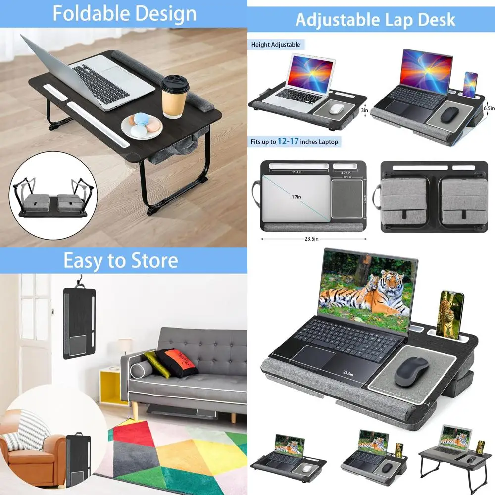 Портативный мягкий столик для ноутбуков до 17 дюймов, регулируемый поднос-столик с держателем для планшета, ковриком для мыши и подставкой для запястья
Портативный мягкий столик для ноутбуков до 17 дюймов, регулируемый поднос-столик с держателем для планшета, ковриком для мыши и подставкой для запястья