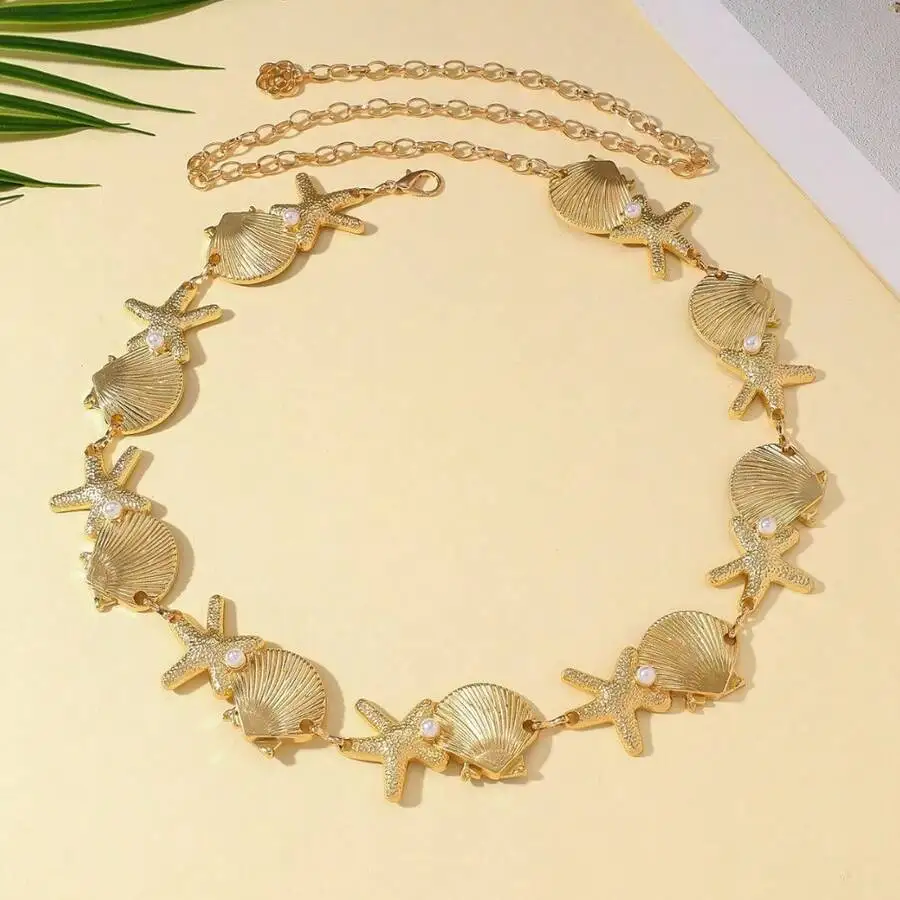 Ocean Starfish Shell Decor Waist Chain Simple Metal Belly Chain Summer Seaside Beach Vacation Casual Women Body Chain Accessorie
Ocean Starfish Shell Decor Waist Chain Simple Metal Belly Chain Summer Seaside Beach Vacation Casual Women Body Chain Accessorie