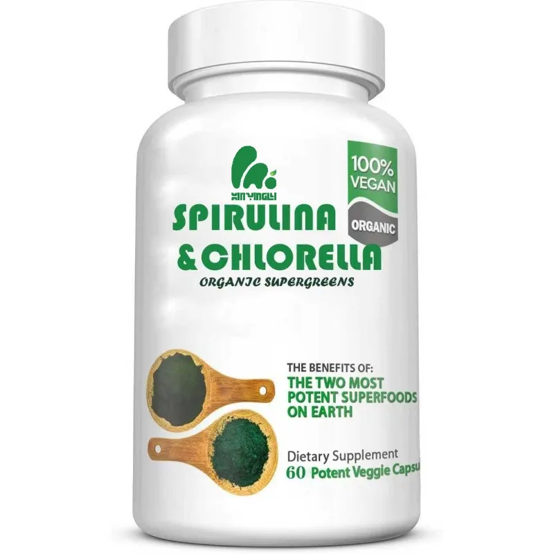 Spirulina Chlorella Capsules Containing Chlorophyll Pure Protein Powder Green Superfood 60 Capsules
Spirulina Chlorella Capsules Containing Chlorophyll Pure Protein Powder Green Superfood 60 Capsules
