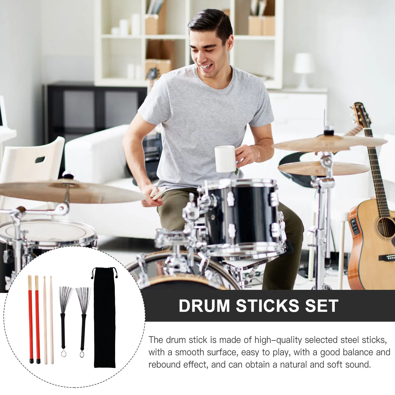 Adjustable Retractable Steel Brush Drum Sticks Set Percussion Accessories Wire Drumming Tool Rubber Handle Steel Rod Bamboo
Adjustable Retractable Steel Brush Drum Sticks Set Percussion Accessories Wire Drumming Tool Rubber Handle Steel Rod Bamboo