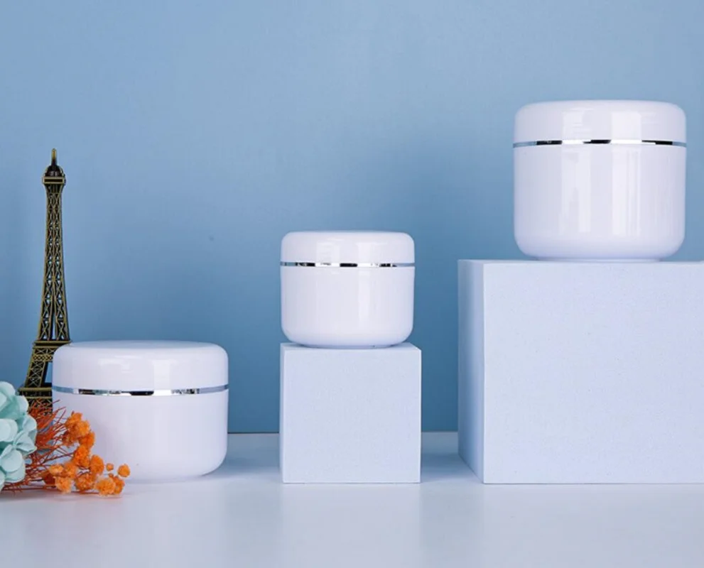 120g round white cream jar pot tin bottle silver rim emulsion essence moisturizer gel wax serum cream skin care cosmetic packing
120g round white cream jar pot tin bottle silver rim emulsion essence moisturizer gel wax serum cream skin care cosmetic packing