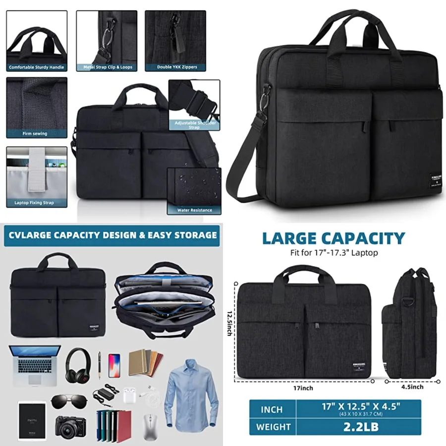 17.3 inch Laptop Briefcase Bag for Men Women, Laptop Messenger Bag with Shoulder Strap, Water Resistant Business Crossbody Bag
17.3 inch Laptop Briefcase Bag for Men Women, Laptop Messenger Bag with Shoulder Strap, Water Resistant Business Crossbody Bag