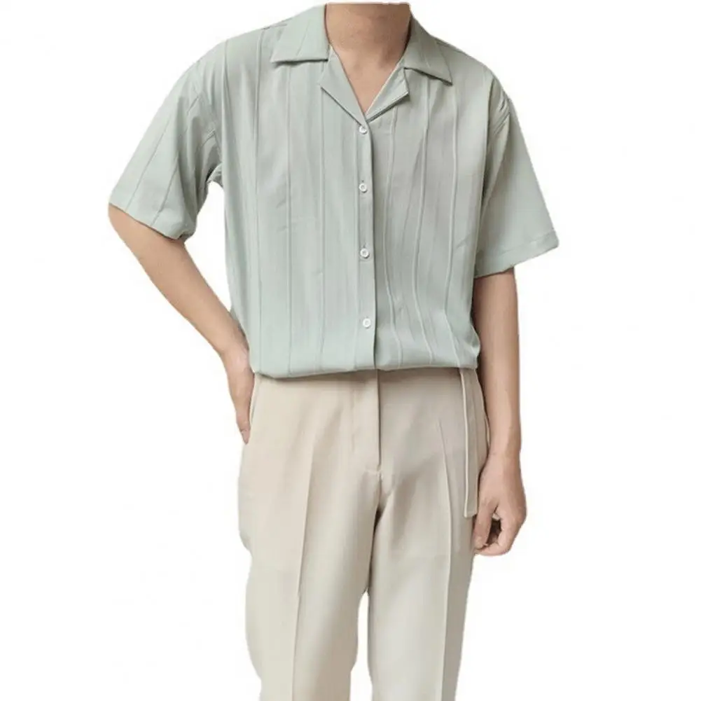 Men Shirt Men's Casual Button-down Shirt with Short Sleeves Turn-down Collar for Office or Daily Wear Loose Fit Mid-length
Men Shirt Men's Casual Button-down Shirt with Short Sleeves Turn-down Collar for Office or Daily Wear Loose Fit Mid-length