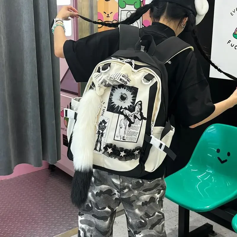 Punk Y2k Schoolbags Large-capacity Letter Patchwork Niche Commuter Backpacks Students' School All-match Backpack
Punk Y2k Schoolbags Large-capacity Letter Patchwork Niche Commuter Backpacks Students' School All-match Backpack