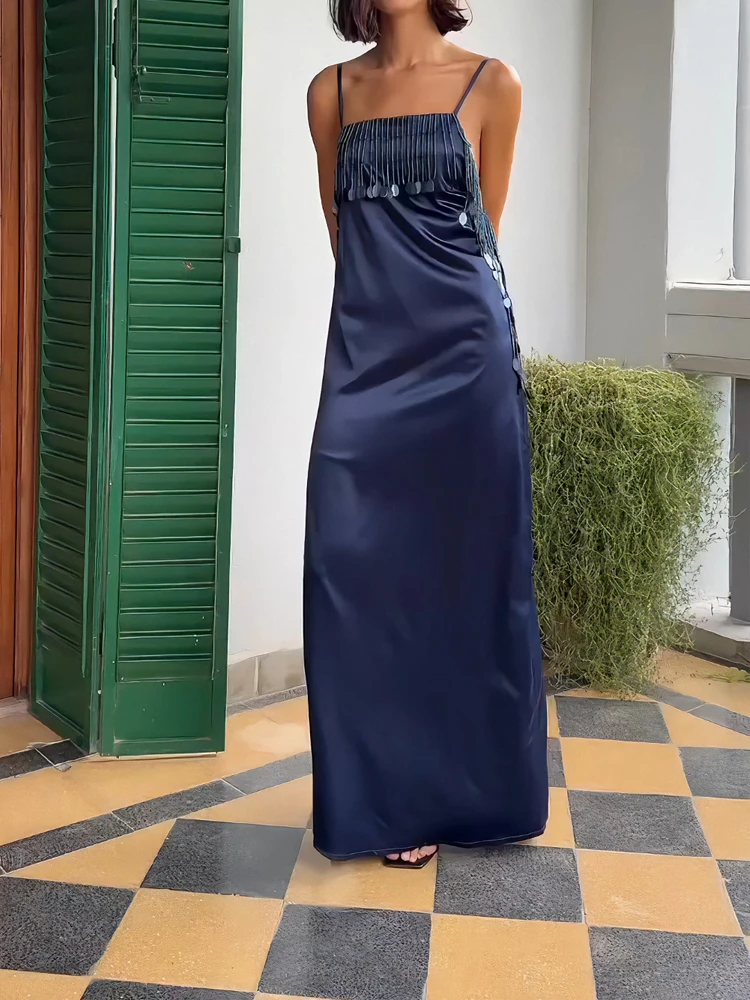 Summer Sleeveless Camisole Slim Fit Long Dress Sexy Off Shoulder Party Long Dress Tassel Sequin Backless Women's Cocktail Dress
Summer Sleeveless Camisole Slim Fit Long Dress Sexy Off Shoulder Party Long Dress Tassel Sequin Backless Women's Cocktail Dress