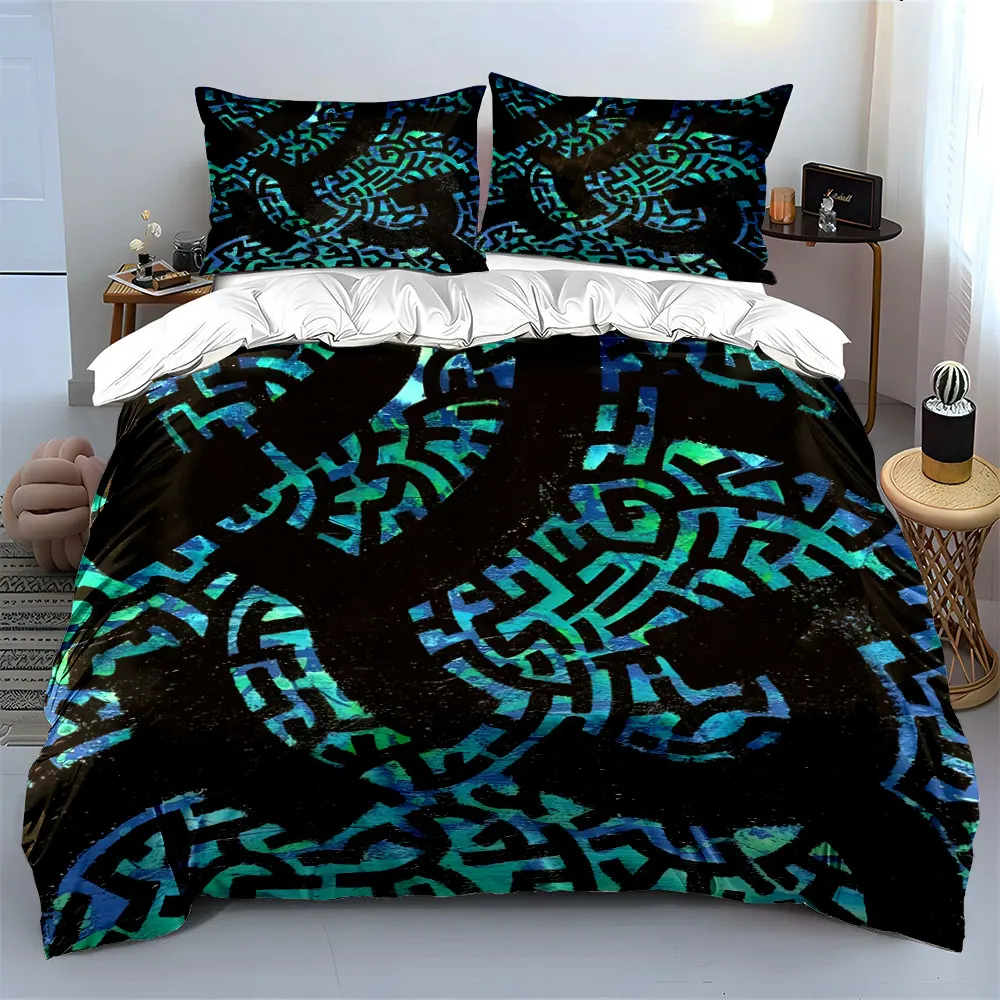 3Pcs Tribal Abstract Maze Bedding Set, Teal and Black Pattern Print Duvet Cover + 2 Pillowcases,Single Double King Queen, Gift
3Pcs Tribal Abstract Maze Bedding Set, Teal and Black Pattern Print Duvet Cover + 2 Pillowcases,Single Double King Queen, Gift
