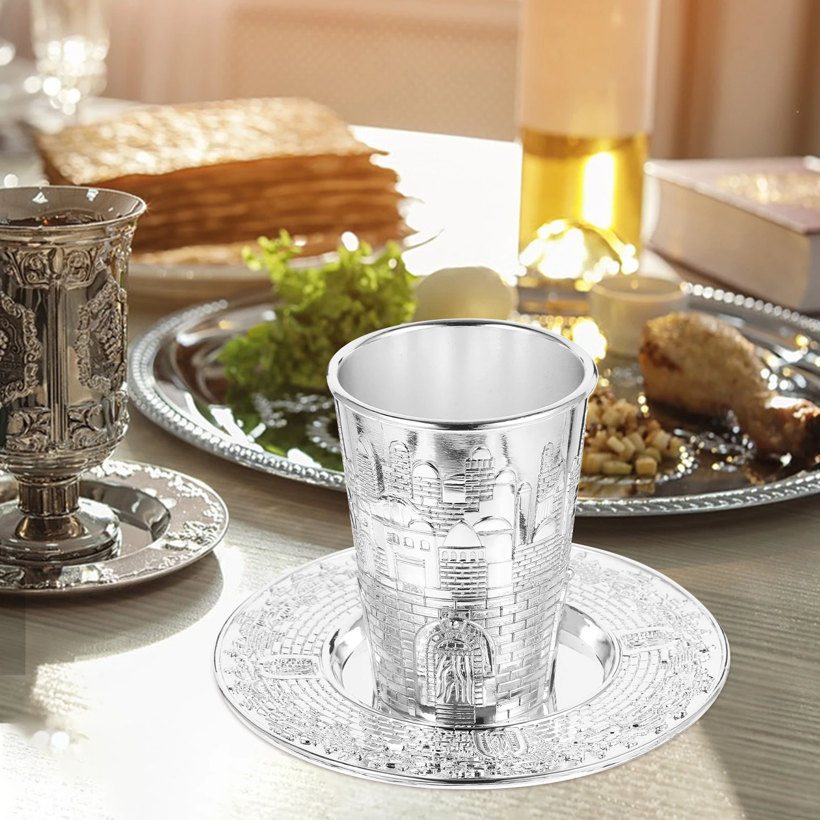 1 set Silver Plated Cup Set Glass Tray Reusable Portable Mugs Metal Storage Curved Drinking Jewish Tradition Faith
1 set Silver Plated Cup Set Glass Tray Reusable Portable Mugs Metal Storage Curved Drinking Jewish Tradition Faith
