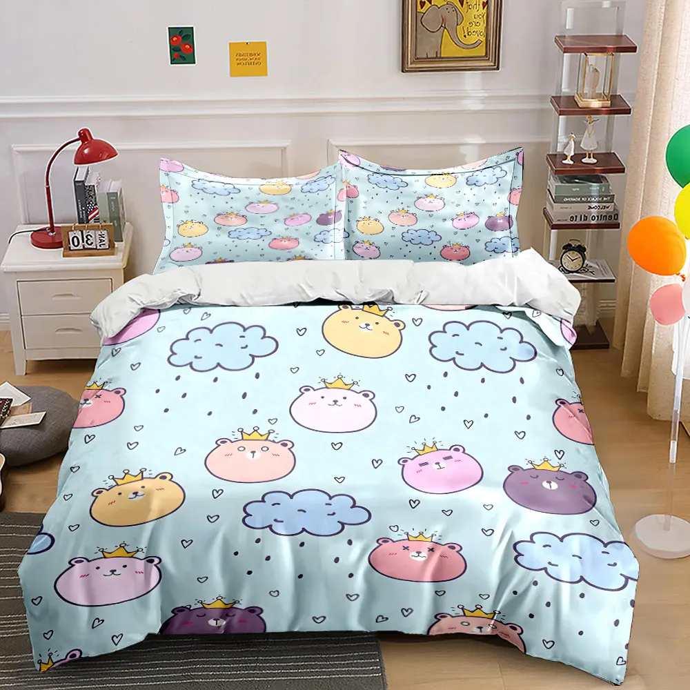 Cute crown bears and smiling clouds pattern Printed Duvet Cover Set 1 Duvet Cover+2 Pillowcase Multi Size Bedroom Bedding Decor
Cute crown bears and smiling clouds pattern Printed Duvet Cover Set 1 Duvet Cover+2 Pillowcase Multi Size Bedroom Bedding Decor
