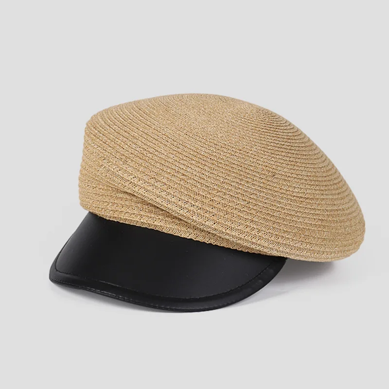 Handmade grass woven spliced newsboy caps Vintage summer hats for women fashion Leather brim painter hat casquette cap MAXSITI U
Handmade grass woven spliced newsboy caps Vintage summer hats for women fashion Leather brim painter hat casquette cap MAXSITI U