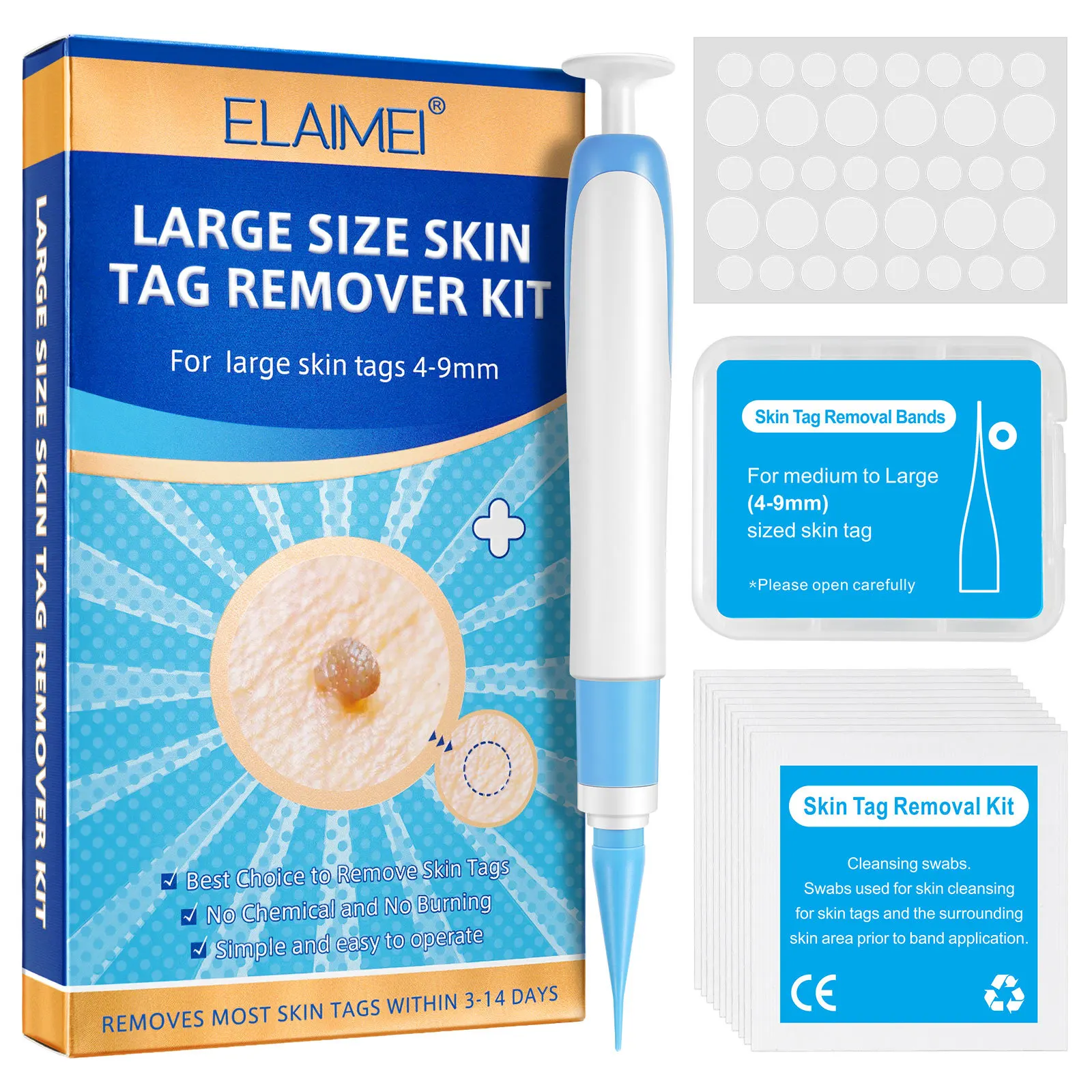 Auto Large Size Skin Tag Removal Kit For Large Skin Tags 4-9mm With Cleansing Swabs Home Use Face Skin Care Tool
Auto Large Size Skin Tag Removal Kit For Large Skin Tags 4-9mm With Cleansing Swabs Home Use Face Skin Care Tool