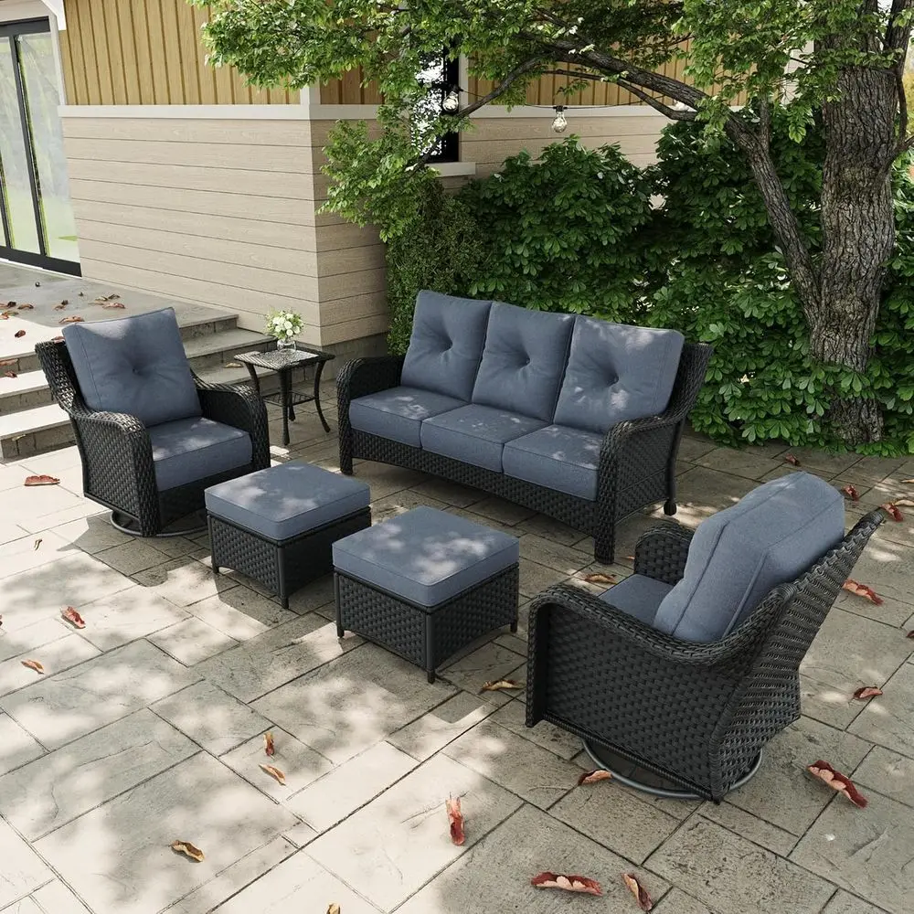 6-Piece Outdoor Patio Furniture Set with Swivel Rocking Chairs and Cushions
6-Piece Outdoor Patio Furniture Set with Swivel Rocking Chairs and Cushions