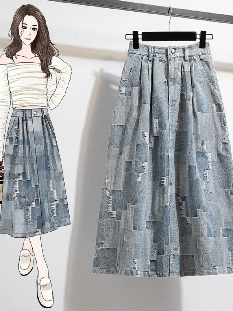 Женская джинсовая юбка-трапеция средней длины с высокой талией, модная и универсальная, стройнящая и повседневная.
Женская джинсовая юбка-трапеция средней длины с высокой талией, модная и универсальная, стройнящая и повседневная.