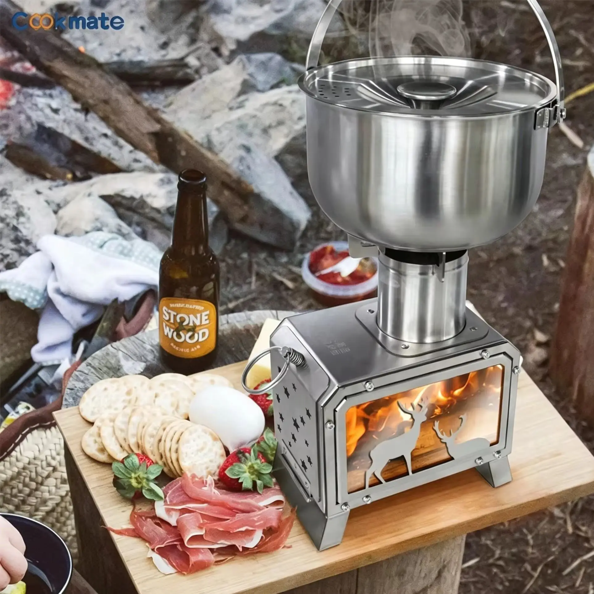 Cookmate Outdoor Stainless Steel Firewood Stove Camping Tent Heating Stove Portable Mini Firewood Stove with Glass Observation Window
Cookmate Outdoor Stainless Steel Firewood Stove Camping Tent Heating Stove Portable Mini Firewood Stove with Glass Observation Window