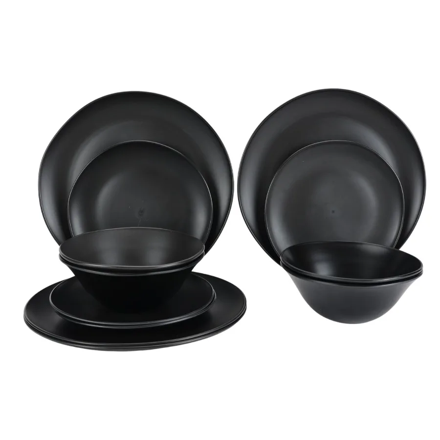 Black 12-Piece Eco-Friendly Recycled Plastic Dinnerware Set
Black 12-Piece Eco-Friendly Recycled Plastic Dinnerware Set
