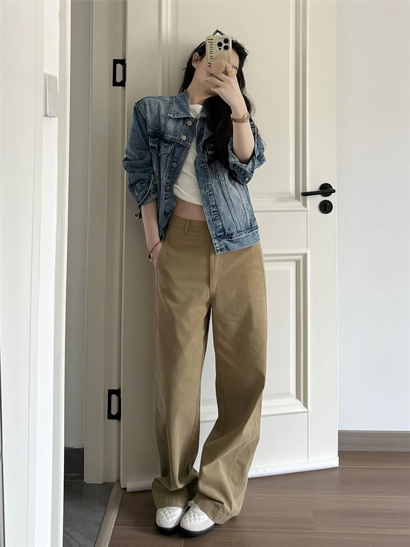 Extended Length Khaki Slim Fit Low Waist Straight Leg Jeans Women's Spring Summer Slimming Fashionable Floor Length Pants
Extended Length Khaki Slim Fit Low Waist Straight Leg Jeans Women's Spring Summer Slimming Fashionable Floor Length Pants