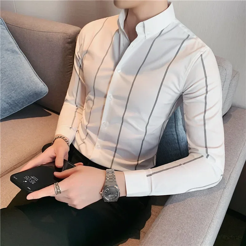 Men's Shirts High Quality Business Formal Wear Striped Shirts For Men All Match Slim Fit Casual Mens Dress Shirt Big Size 5XL-M
Men's Shirts High Quality Business Formal Wear Striped Shirts For Men All Match Slim Fit Casual Mens Dress Shirt Big Size 5XL-M