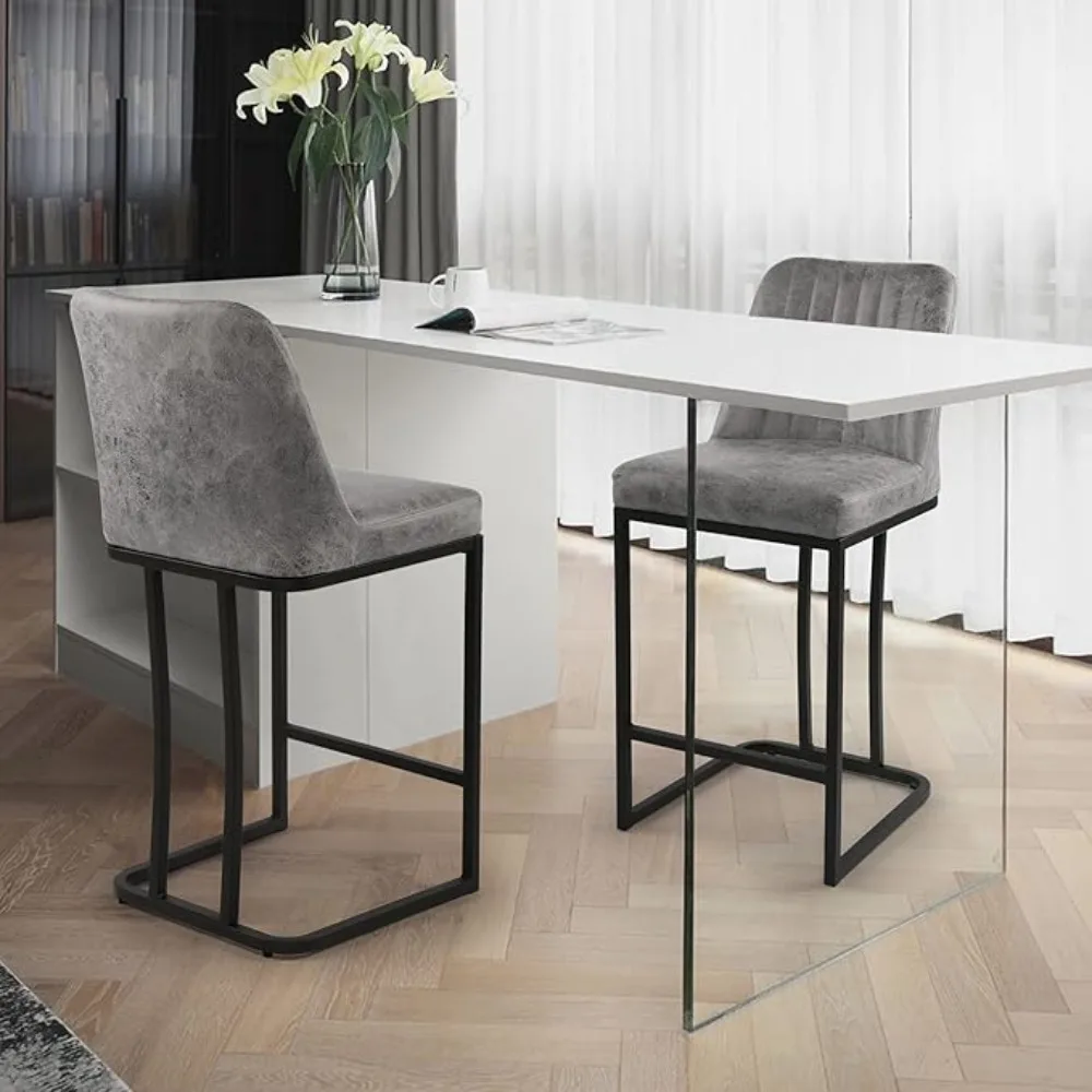 Modern Upholstered Fabric Counter Height Bar Stools, with Footrest and Metal Legs
Modern Upholstered Fabric Counter Height Bar Stools, with Footrest and Metal Legs