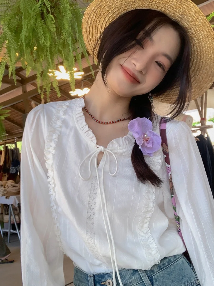 Korean Style Long Sleeve White Shirt Women's Spring Summer New Outerwear Belted Gentle Ageless Versatile Top for Young Girls
Korean Style Long Sleeve White Shirt Women's Spring Summer New Outerwear Belted Gentle Ageless Versatile Top for Young Girls