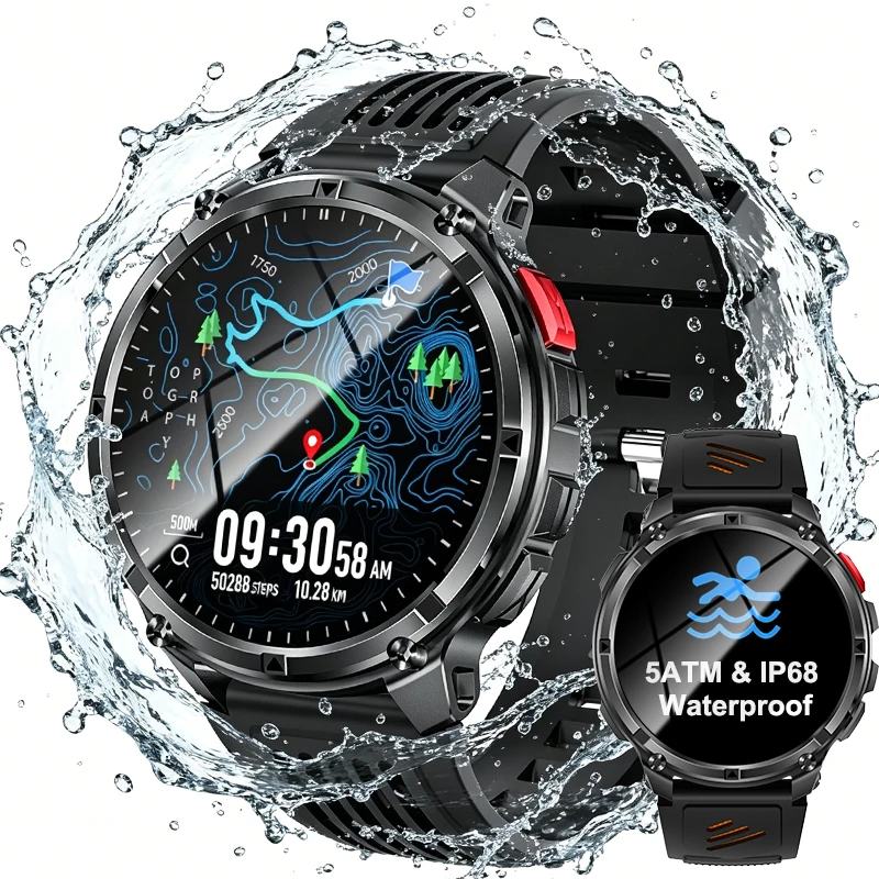 New T-Rex3 1100mAh Battery Military Smart Watch 5ATM Waterproof Fitness Tracker GPS Track Compass Outdoors Sport Call Smartwatch
New T-Rex3 1100mAh Battery Military Smart Watch 5ATM Waterproof Fitness Tracker GPS Track Compass Outdoors Sport Call Smartwatch