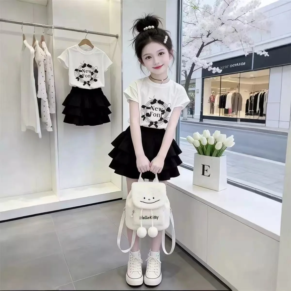 Girls Summer Set Clothes Fashion Teenager Bow Short Sleeve T-shirt + Pleated Mini Tiered Layered Skirt 4 5 8 10 11 12 Years
Girls Summer Set Clothes Fashion Teenager Bow Short Sleeve T-shirt + Pleated Mini Tiered Layered Skirt 4 5 8 10 11 12 Years