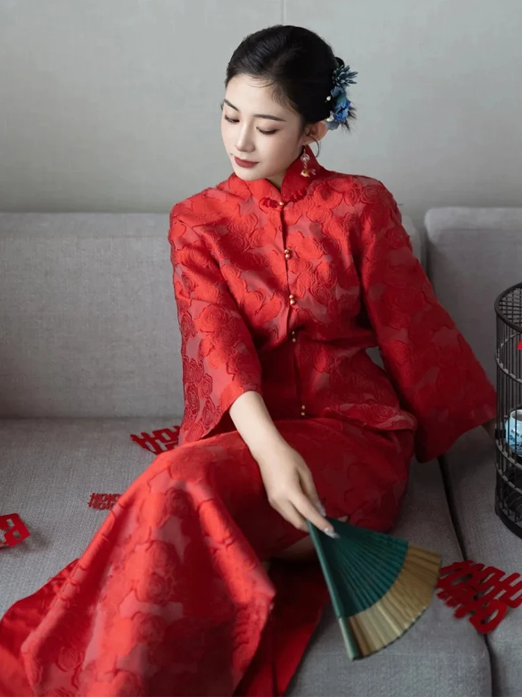 Ele Chinese Sle Wedding Dr Set for Women Engagement Return Home Ceremony Qipao Suit Polyester Fiber round Collar
Ele Chinese Sle Wedding Dr Set for Women Engagement Return Home Ceremony Qipao Suit Polyester Fiber round Collar