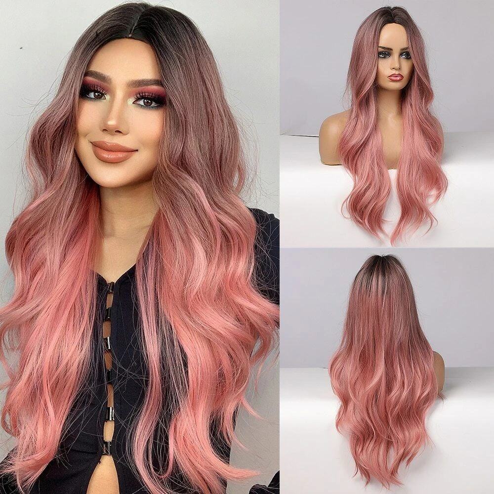 Long Ombre Black Pink Hair Natural Soft Synthetic Wavy Wig For Women
Long Ombre Black Pink Hair Natural Soft Synthetic Wavy Wig For Women