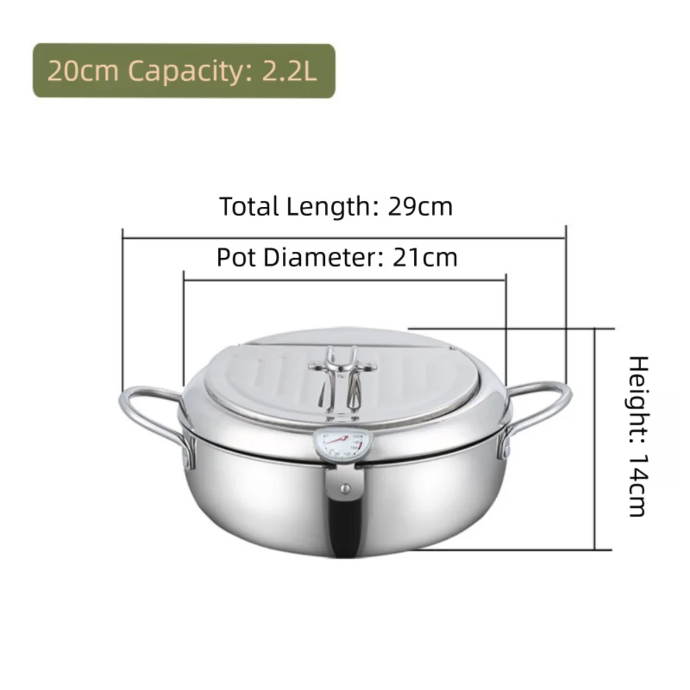 Japanese Deep Fryer Pot Thermometer Stainless Steel Tempura Fryer Pan Oil Saving with Lid Deep Frying Pan Gas Induction Cooker
Japanese Deep Fryer Pot Thermometer Stainless Steel Tempura Fryer Pan Oil Saving with Lid Deep Frying Pan Gas Induction Cooker