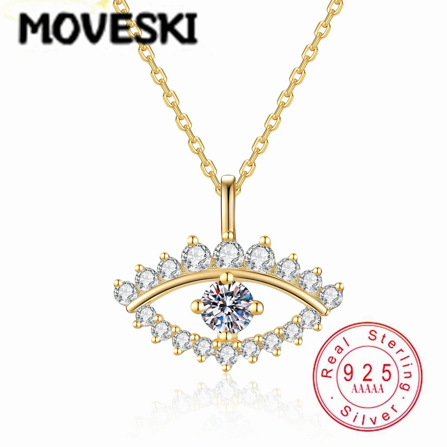 S925 Sterling Silver 0.3CT Moissanite Evil Eye Pendant Necklace for Women, D Color VVS1 Sparkling Eye-Shaped Jewelry for Women
S925 Sterling Silver 0.3CT Moissanite Evil Eye Pendant Necklace for Women, D Color VVS1 Sparkling Eye-Shaped Jewelry for Women