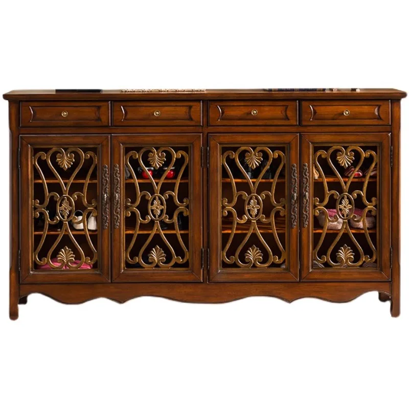 American hollow all solid wood with glass multi-layer shoe cabinet, entrance cabinet, storage cabinet
American hollow all solid wood with glass multi-layer shoe cabinet, entrance cabinet, storage cabinet