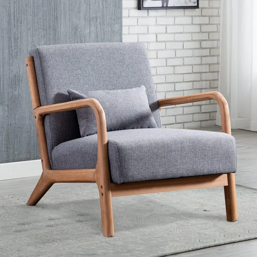 Mid Century Modern Accent Chair with Wood Frame, Upholstered Living Room Chairs with Waist Cushion, Reading Armchair for Bedroo
Mid Century Modern Accent Chair with Wood Frame, Upholstered Living Room Chairs with Waist Cushion, Reading Armchair for Bedroo