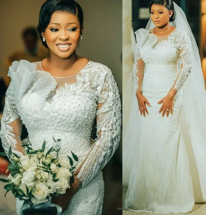 Customized Plus Size Arabic Aso Ebi Mermaid Lace Beaded Wedding Dress Sheer Neck Pearls Sexy Bridal Gowns Dresses
Customized Plus Size Arabic Aso Ebi Mermaid Lace Beaded Wedding Dress Sheer Neck Pearls Sexy Bridal Gowns Dresses