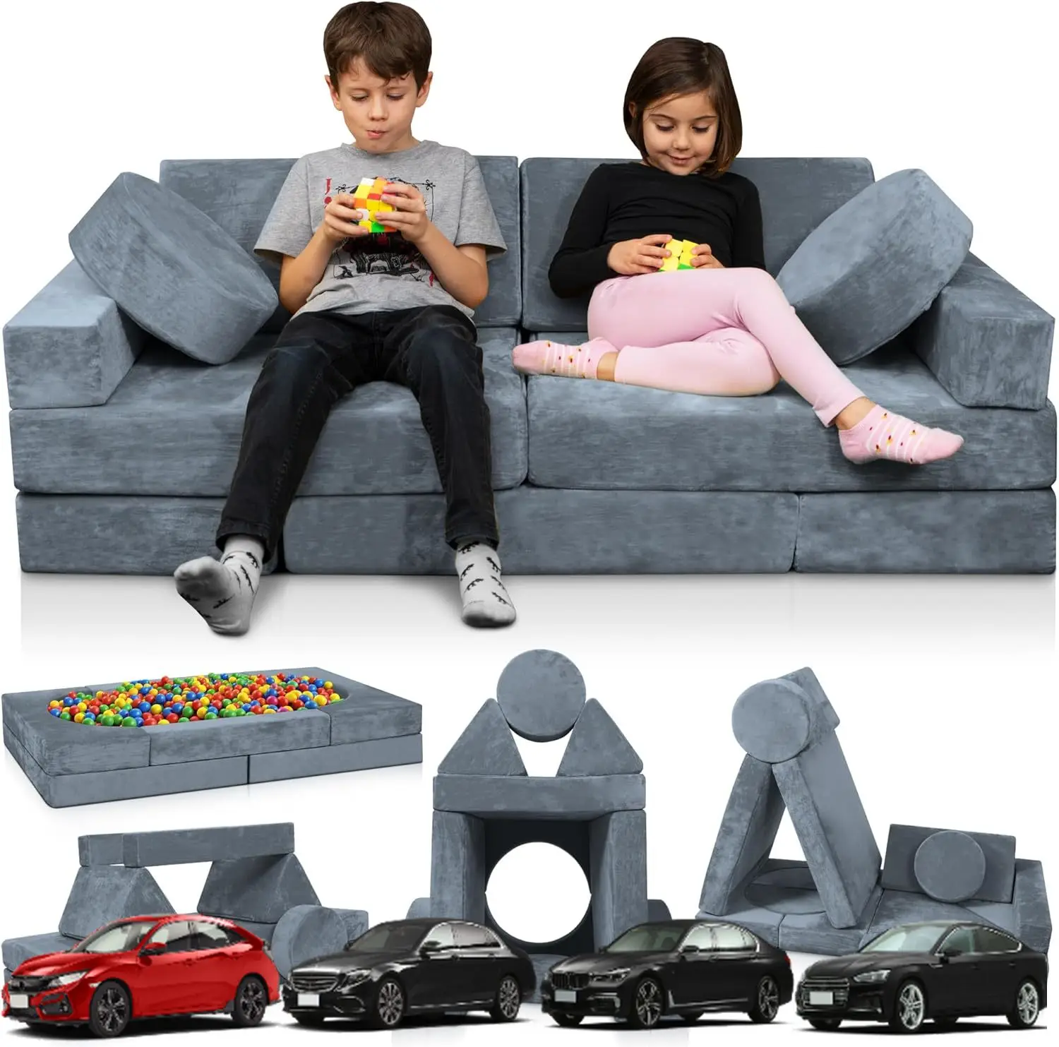 Lunix LX15 14pcs Modular Kids Play Couch, Child Sectional Sofa, Fortplay Bedroom and Playroom Furniture for Toddlers, Convertibl
Lunix LX15 14pcs Modular Kids Play Couch, Child Sectional Sofa, Fortplay Bedroom and Playroom Furniture for Toddlers, Convertibl