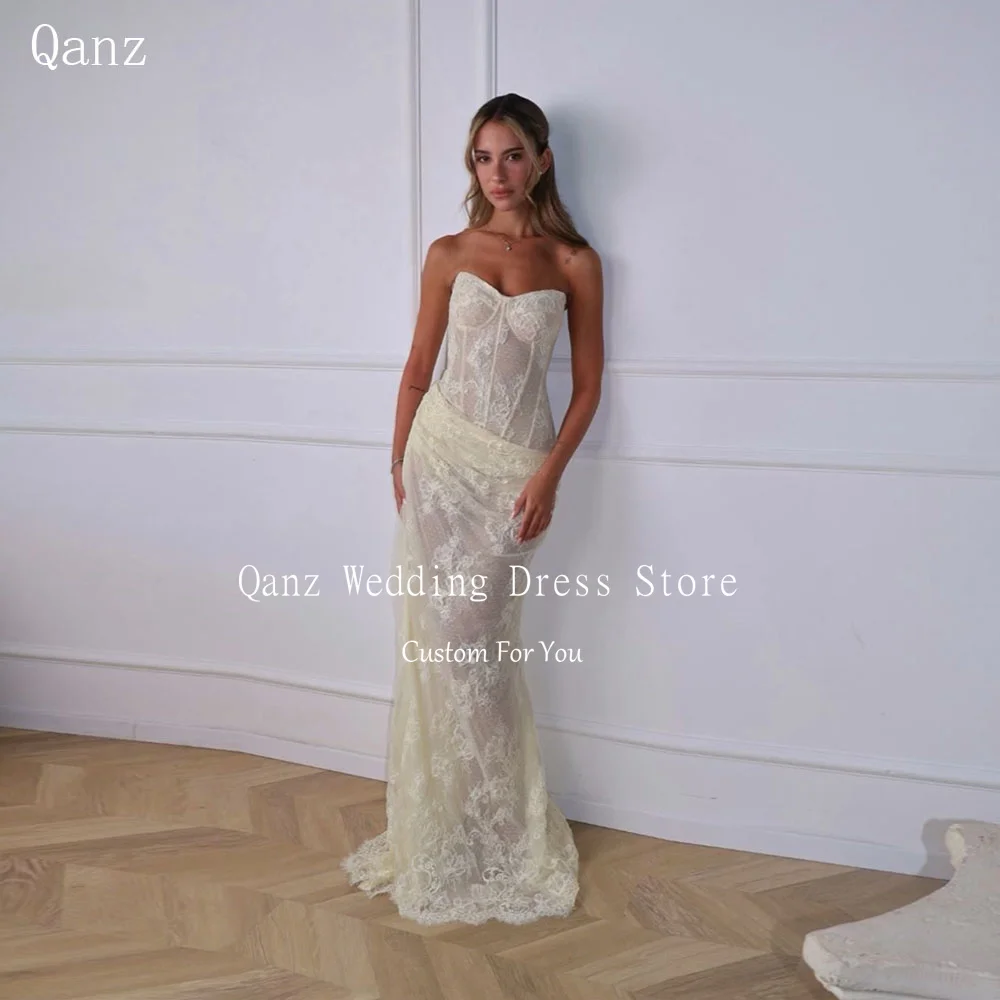 Qanz Romantic Lace Appliques Evening Dresses Mermaid Sweetheart Women's Wedding Party Attire Backless Robes De Soirée Customized
Qanz Romantic Lace Appliques Evening Dresses Mermaid Sweetheart Women's Wedding Party Attire Backless Robes De Soirée Customized