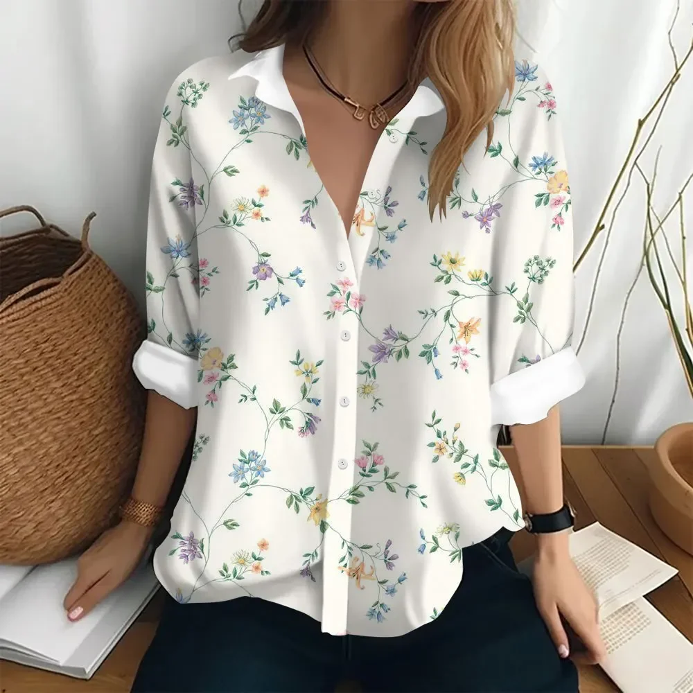 Women's Fashion Shirt Long Sleeved Casual Top Flower Pattern Loose Large Size Clothing Button Shirt Women's Elegant Clothing
Women's Fashion Shirt Long Sleeved Casual Top Flower Pattern Loose Large Size Clothing Button Shirt Women's Elegant Clothing