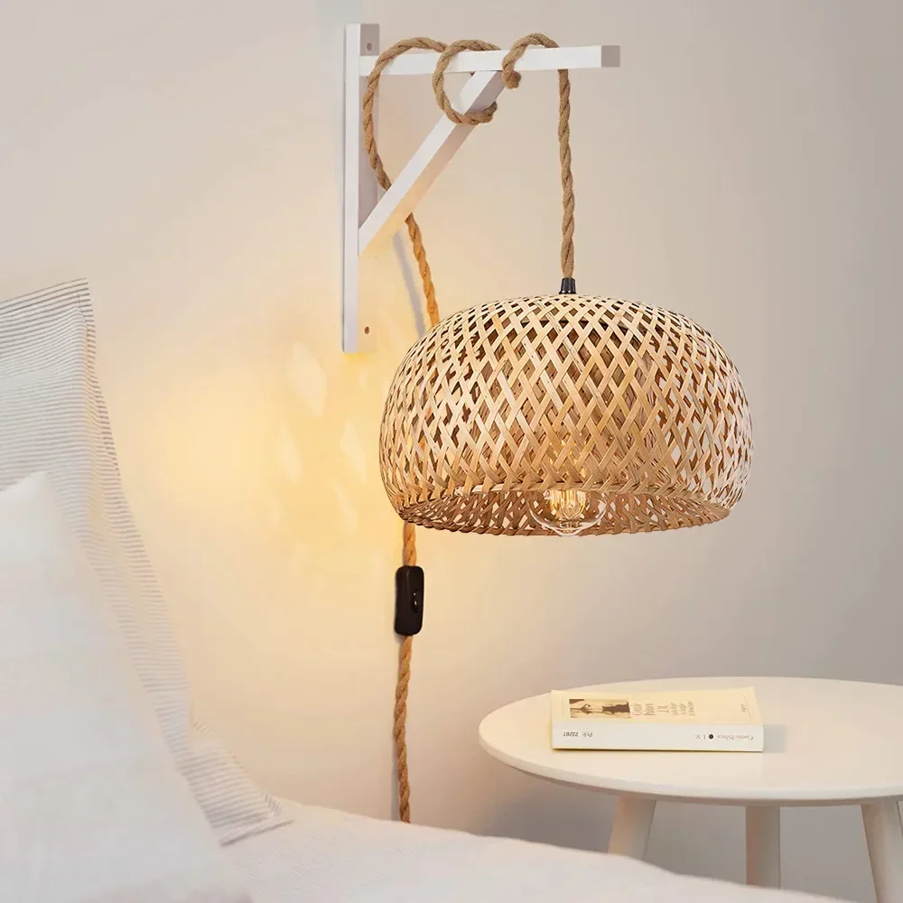 Hand Woven Bamboo Lampshade Plug-in Hemp Rope Pendant Light Chandelier for Living Dining Room Bedroom Kitchen Hanging Lighting
Hand Woven Bamboo Lampshade Plug-in Hemp Rope Pendant Light Chandelier for Living Dining Room Bedroom Kitchen Hanging Lighting