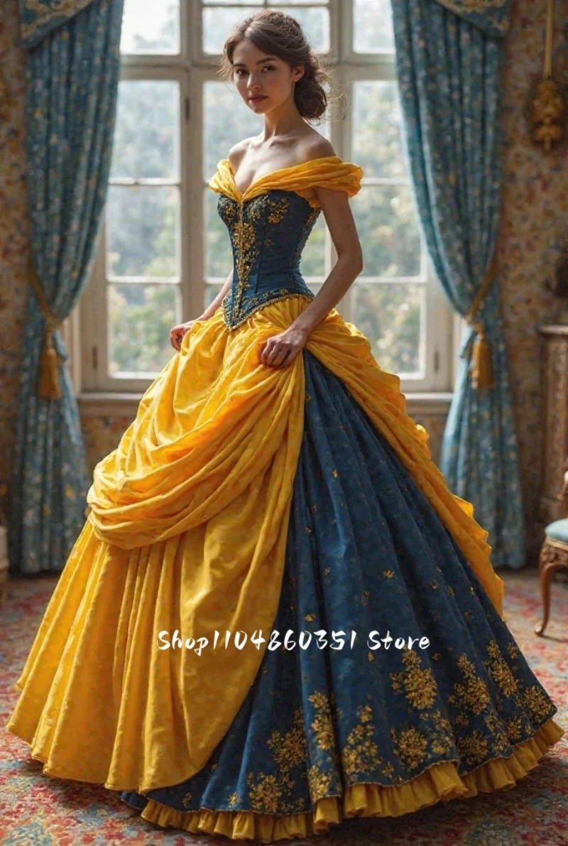 Fairytale Cinderella Prom Dress Off-Shoulder Ruched Navy And Gold Ball Gowns Customized Vintage Corset Special Occasion Wear
Fairytale Cinderella Prom Dress Off-Shoulder Ruched Navy And Gold Ball Gowns Customized Vintage Corset Special Occasion Wear