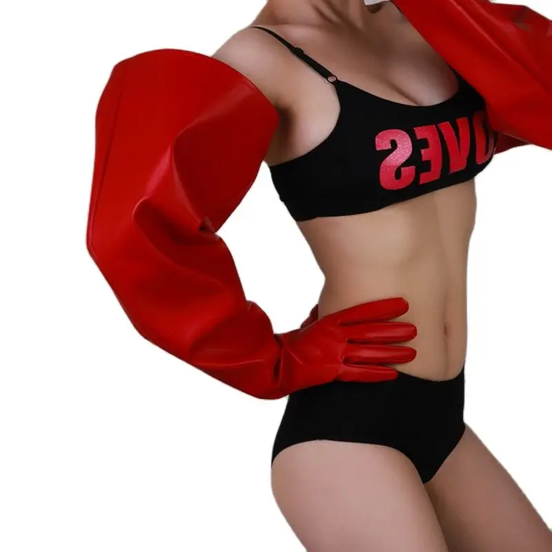 Extra Long Gloves Female 70cm Large Sleeve Puff Cuffs Faux Leather Matte Red Men Women Unisex PU Leather Gloves
Extra Long Gloves Female 70cm Large Sleeve Puff Cuffs Faux Leather Matte Red Men Women Unisex PU Leather Gloves
