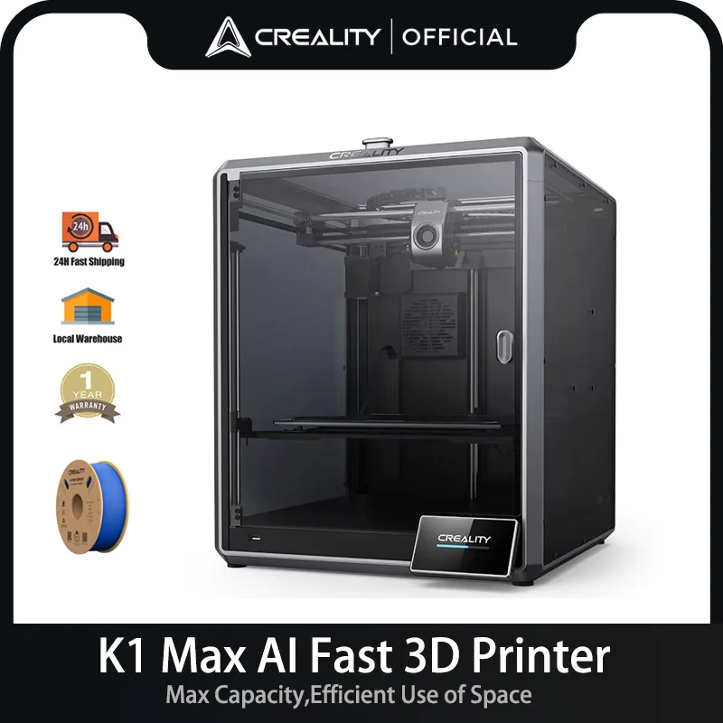 Оригинальный 3D-принтер Creality K1 Max, 600 мм/с, скорость печати, двухступенчатый экструдер с прямым приводом 300x300x300 мм, с 1 кг Hyper PLA
Оригинальный 3D-принтер Creality K1 Max, 600 мм/с, скорость печати, двухступенчатый экструдер с прямым приводом 300x300x300 мм, с 1 кг Hyper PLA