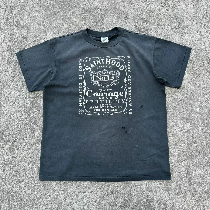 25ss Saint Michael Black Washed T-Shirt Men Women 1:1 High Quality Oversized Destroy T Shirts
25ss Saint Michael Black Washed T-Shirt Men Women 1:1 High Quality Oversized Destroy T Shirts