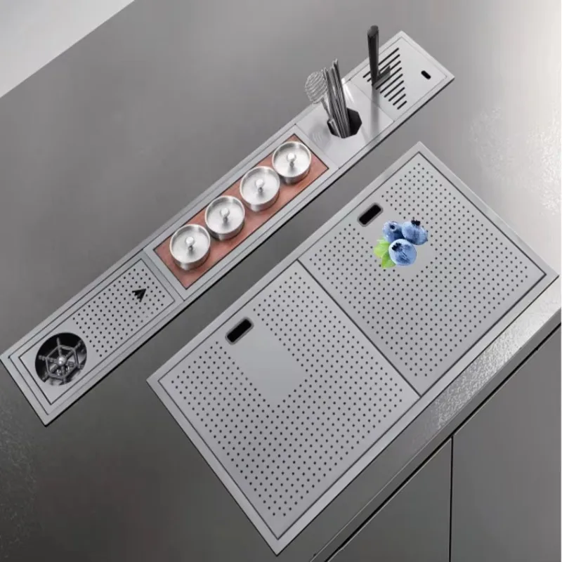 Luxury Complete Set Custom Handmade Multifunctional Stainless Steel Kitchen & Bar Sink with Cup Washer & Full Accessories
Luxury Complete Set Custom Handmade Multifunctional Stainless Steel Kitchen & Bar Sink with Cup Washer & Full Accessories