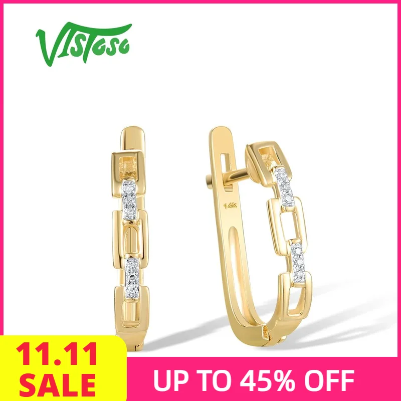 VISTOSO Real 14K 585 Yellow Gold Earrings For Women Sparkling Diamond Wedding Engagement Anniversary Delicate Gift Fine Jewelry
VISTOSO Real 14K 585 Yellow Gold Earrings For Women Sparkling Diamond Wedding Engagement Anniversary Delicate Gift Fine Jewelry