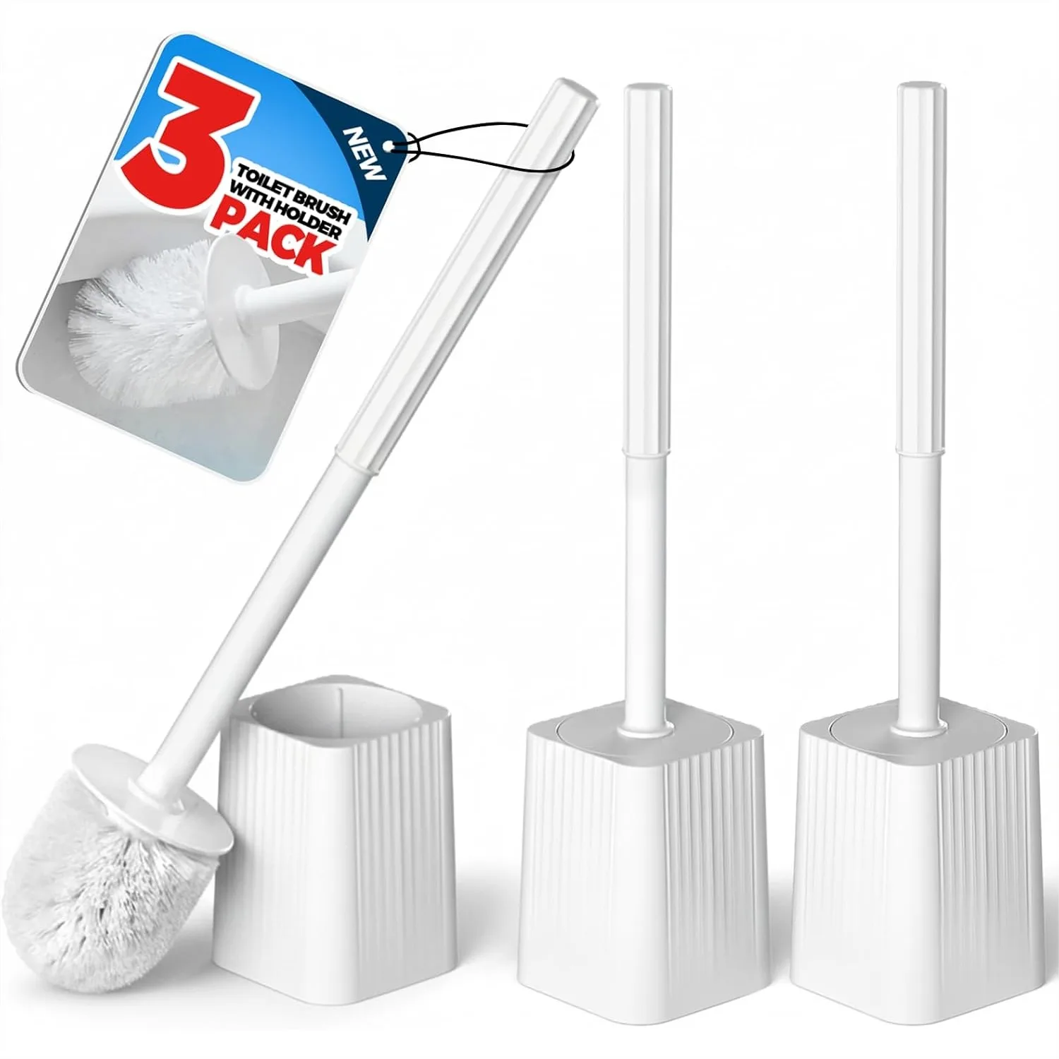 3 Pack Toilet Bowl Brush and Holder Set with Drip-Proof Bases for Bathroom Cleaning
3 Pack Toilet Bowl Brush and Holder Set with Drip-Proof Bases for Bathroom Cleaning