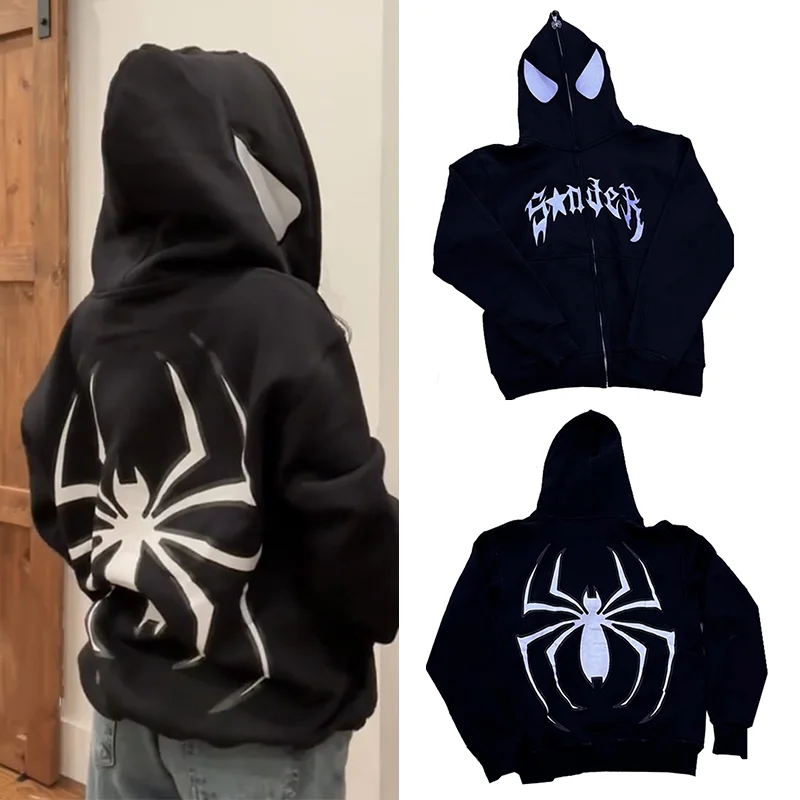 Punk Spider Hoodie Women Y2k Print Full Zip Up Sweatshirt Black Oversized Hip Hop Long Sleeve High Street Hooded Woman Clothing
Punk Spider Hoodie Women Y2k Print Full Zip Up Sweatshirt Black Oversized Hip Hop Long Sleeve High Street Hooded Woman Clothing