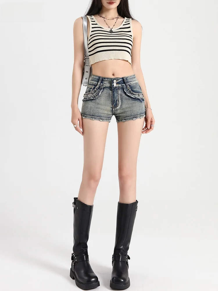 American Style Ripped Denim Shorts Women's Summer Slimming Sexy Nail Break High Waist Pocket Zipper Blue Jeans Trendy Pants
American Style Ripped Denim Shorts Women's Summer Slimming Sexy Nail Break High Waist Pocket Zipper Blue Jeans Trendy Pants