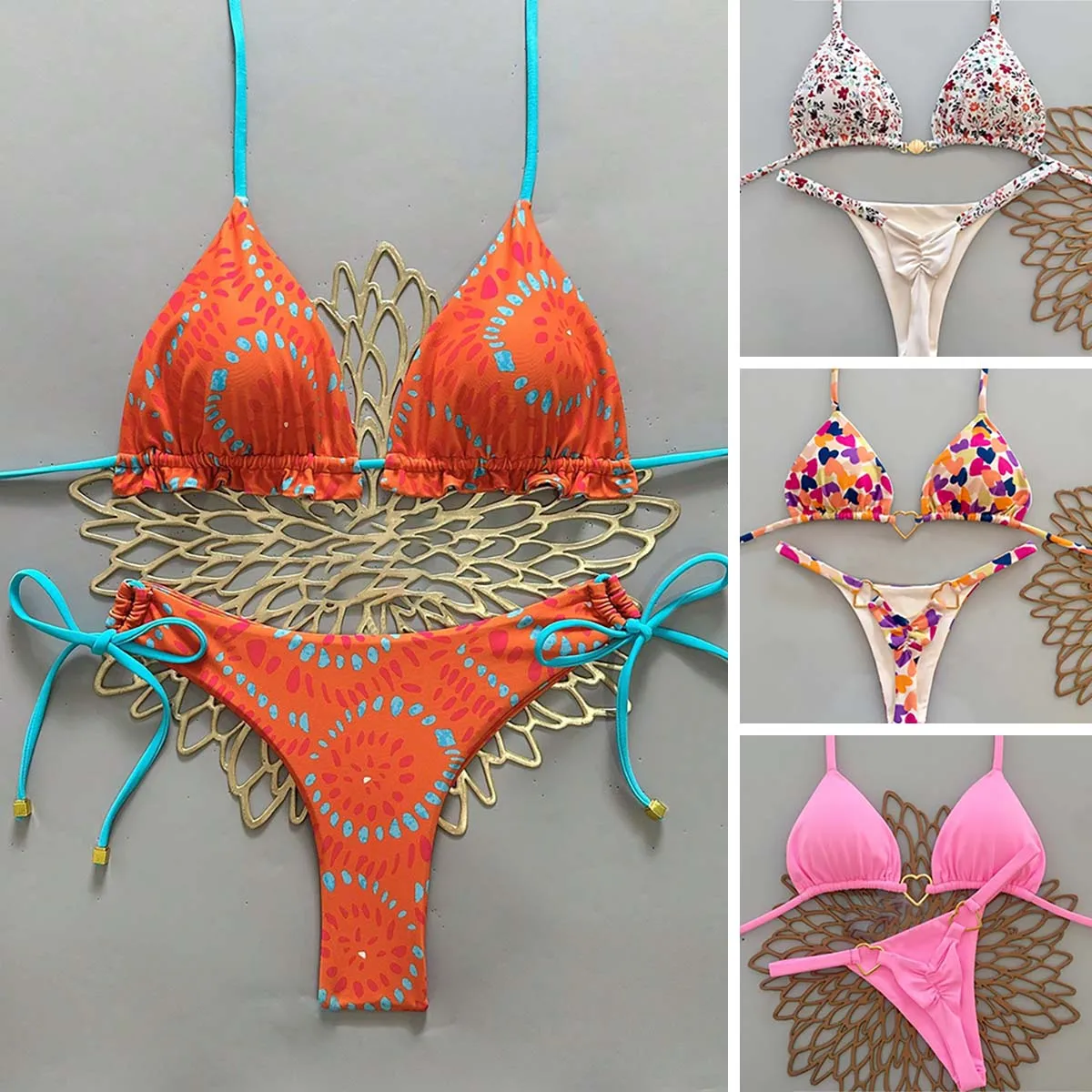 Sexy Triangle String Bikini Printed Brazilian Bikinis Women Swimwear Ruched Thong Bathing Suit Beach Wear Biquini Femme Bather
Sexy Triangle String Bikini Printed Brazilian Bikinis Women Swimwear Ruched Thong Bathing Suit Beach Wear Biquini Femme Bather