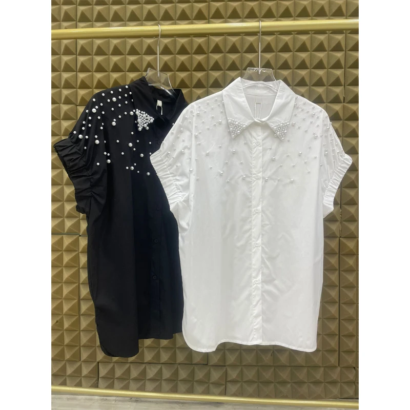 Women's Shirts Loose Puff Sleeve Solid Color Pearls Decoration Single Breasted Blouse Spring 2025 New Fashion
Women's Shirts Loose Puff Sleeve Solid Color Pearls Decoration Single Breasted Blouse Spring 2025 New Fashion